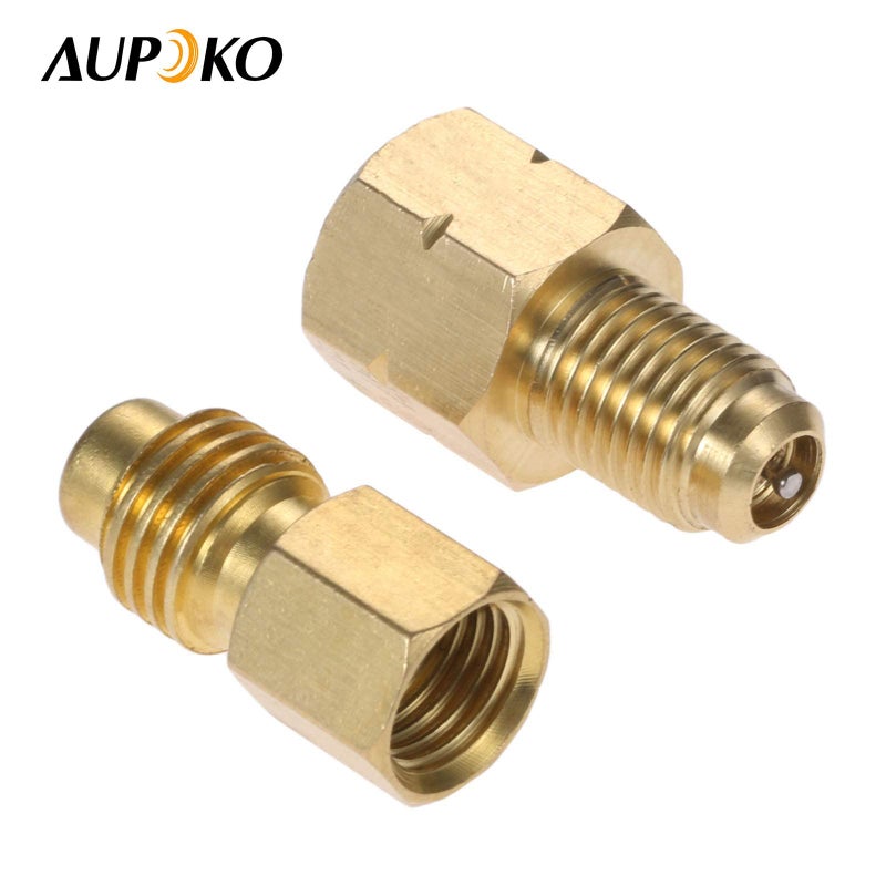 Aupoko 2 PC R1234YF Vacuum Hose Pump Adapter 1/2 LH x 1/4 SAE SAE Female FL Brass Valve Core, Fit for Refrigeration Conversion - Image 3
